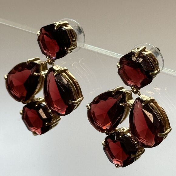 kate spade new york Jewelry - Kate Spade Red Wine Dark Sparkling Chandelier Teardrop Earrings Plaza Athenee